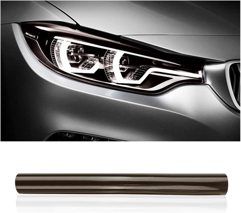 wedfish 12 X 48inch Car Light Tint Film, Cuttable&Stretchability Car Headlight Taillight Fog Light Vivid Vinyl Wrap Protector,Non-Marking Self-Adhesive Decals Car Decor (Light Black) - Image 1